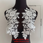 White Beaded Lace Flower Applique - 3D Embroidery DIY Dress & Clothing Decoration (D156)