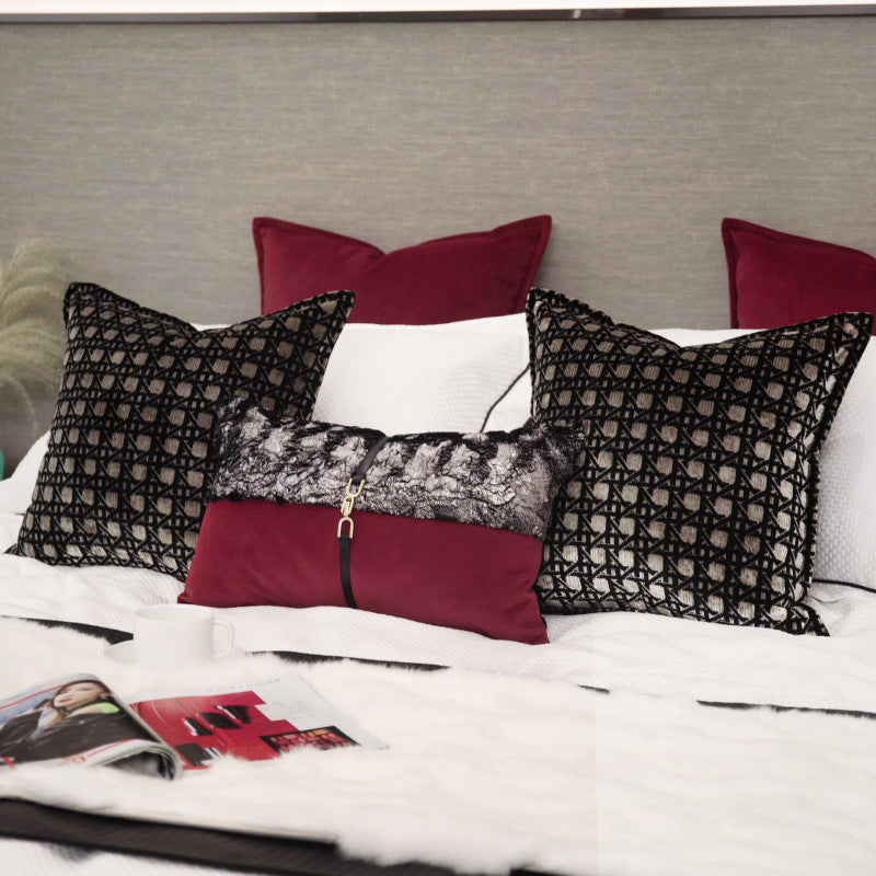 Black & Gold Cut Velvet Cushion Cover - Modern Luxury Style