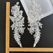 White Sequined Lace Flower Bridal Veil - Beaded Wedding Headpiece & DIY Accessory