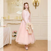 Elegant pink evening gown with clean lines and fluid silhouette for special occasions