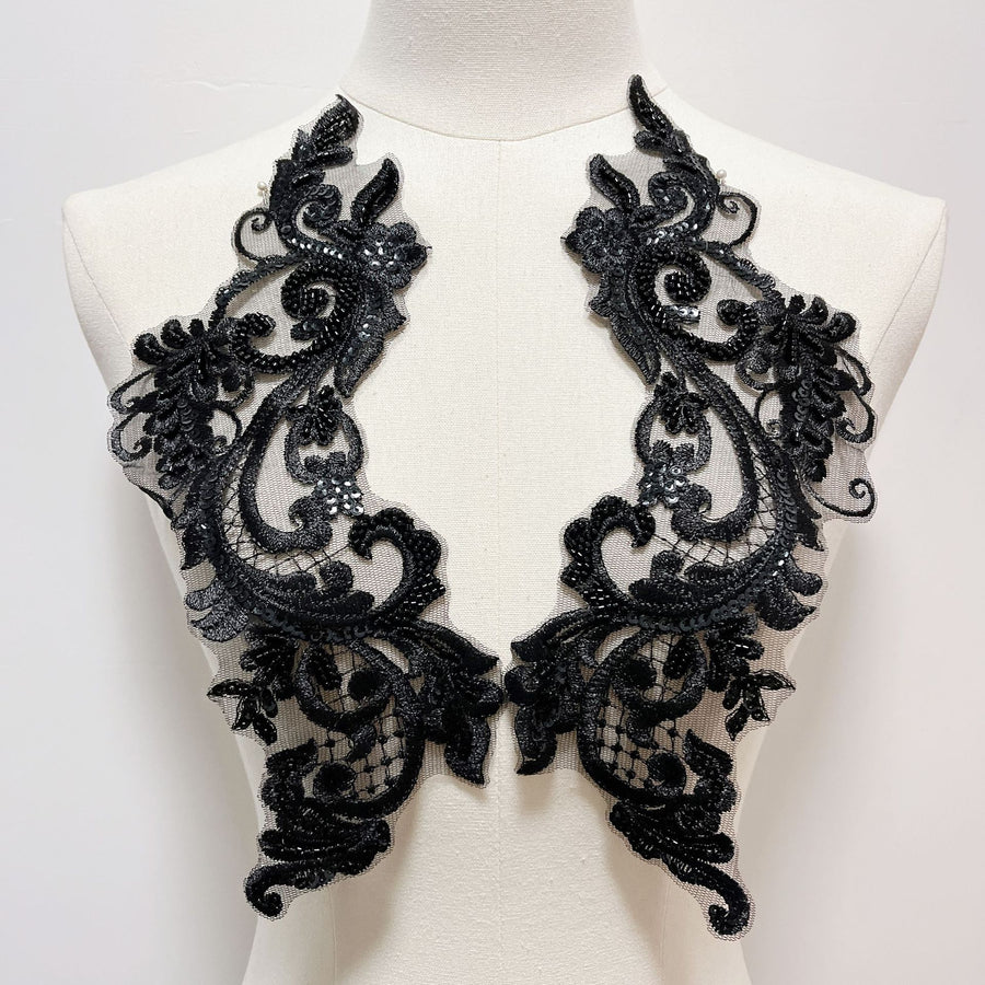 New beaded mesh embroidery lace flower pieces, skirt decorative applique, wedding veil DIY edge material, white