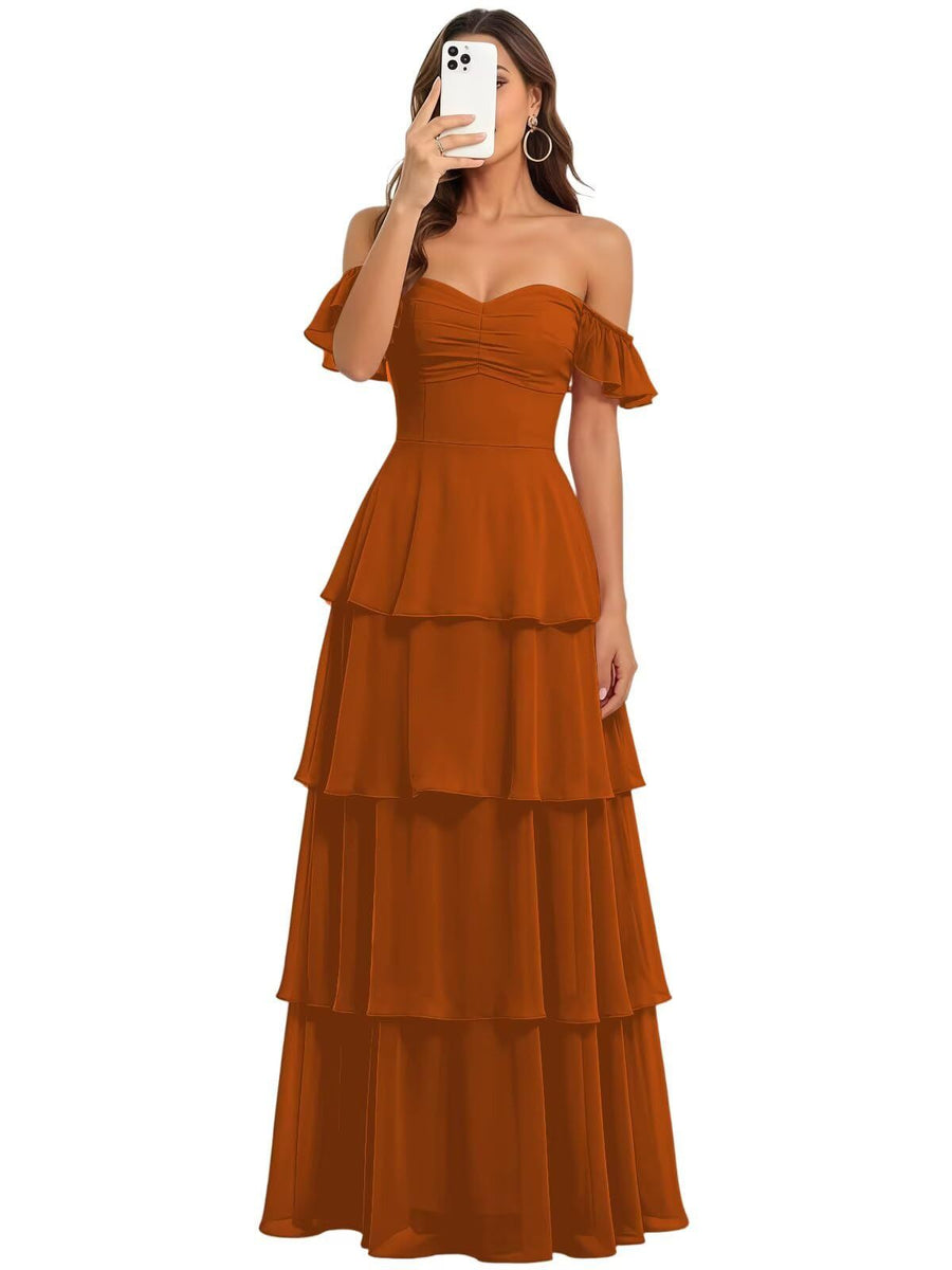 Fairy new arrival mori style bridesmaid dress women's long fairy elegant chiffon cake skirt one shoulder backless strap evening dress