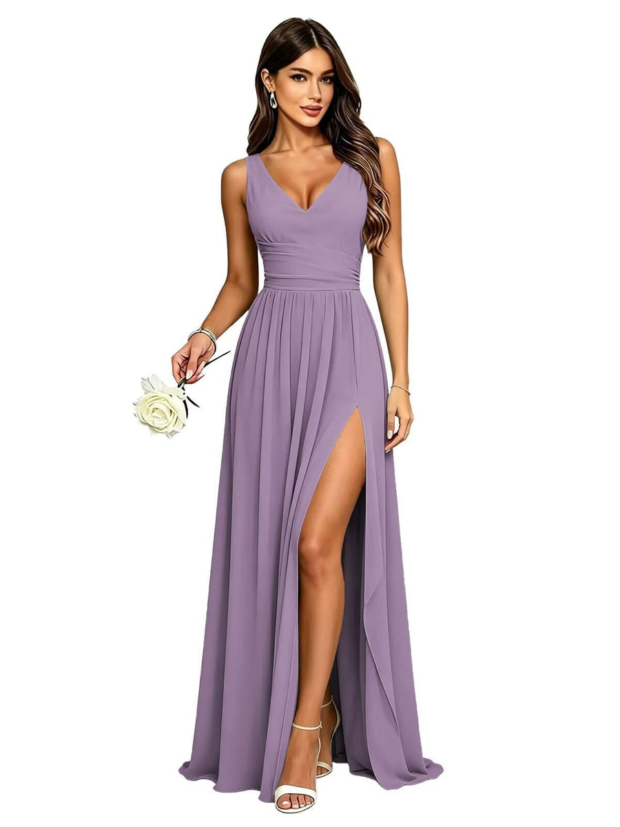 Amazon's best selling bridesmaid dress sleeveless deep v neck backless long skirt forest style fairy evening dress party dress