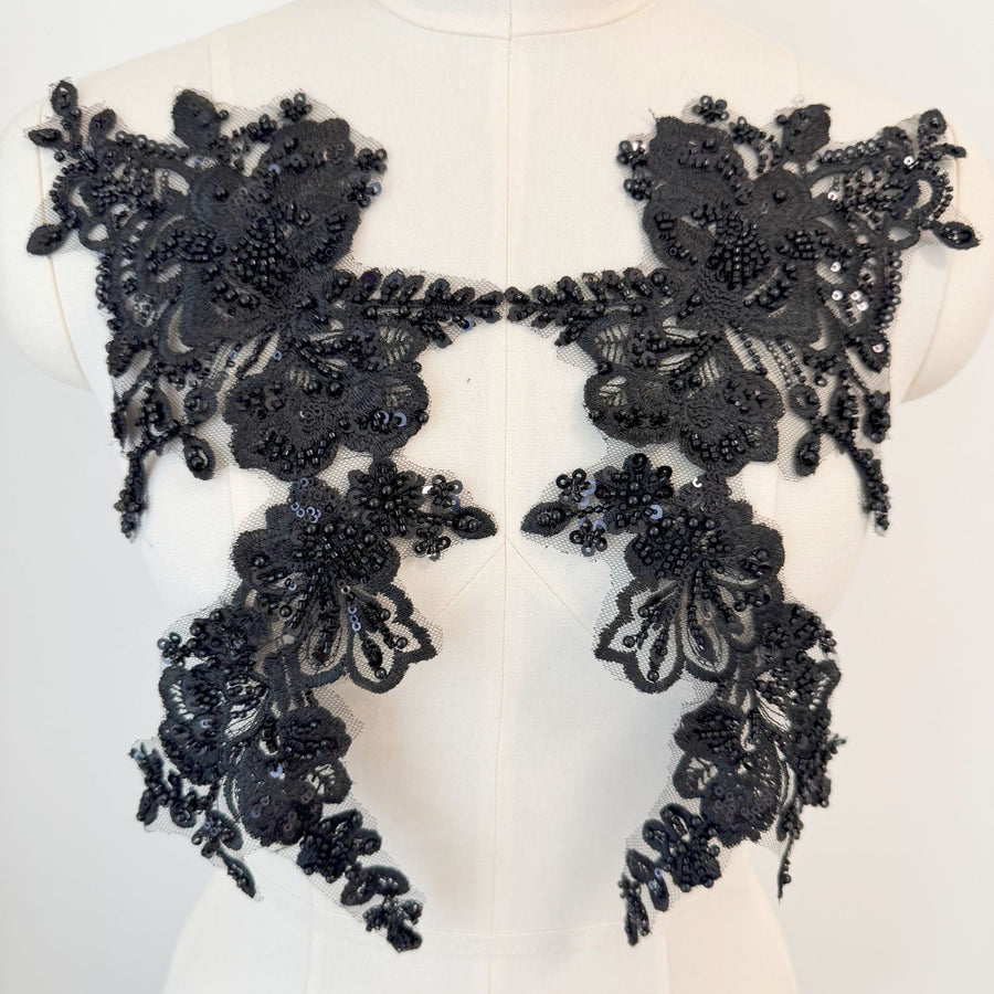 ZH413 black European new mesh embroidery lace accessories, foreign trade wedding veil DIY accessories lace