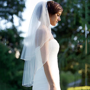 Dense copy soft gauze bridal veil with soft princess lace wedding headpiece