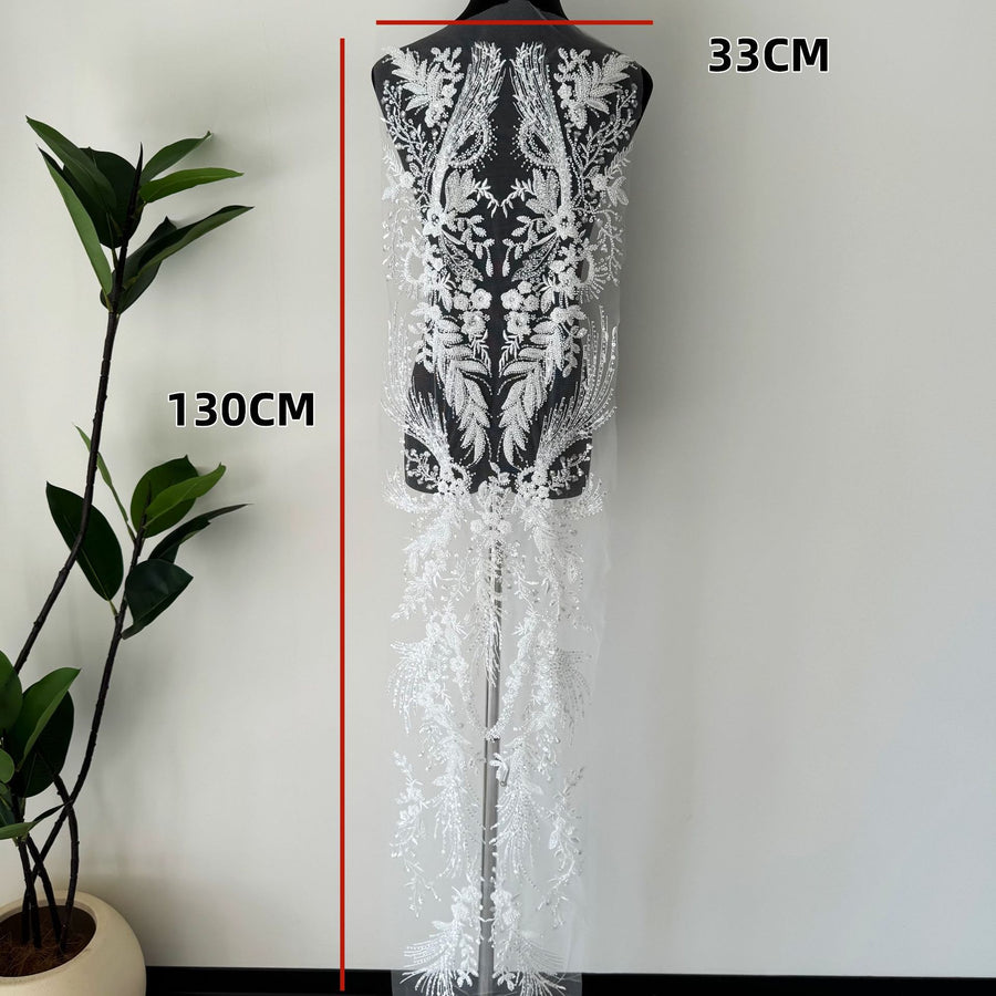 Rhinestone Sequin Lace Flower Appliqué - DIY Wedding Dress, Evening Gown & Formal Wear Embellishment (ZH426)