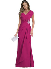 Cross-border plus sizenew arrival evening dress elegancev neck chiffon silm large swing long banquet dress long skirt female bridesmaid