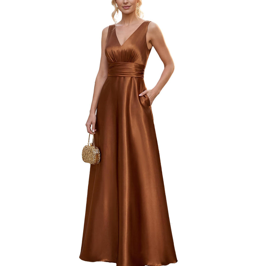 Amazon wedding bridesmaid sleeveless long evening dress annual meeting dinner prom dress slimming look long skirt dress for women