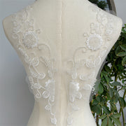 White DIY handmade accessories, wedding dress decoration lace to flower applique front chest back lace ZH125