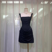 Square-Neck Corset Mini Dress — Draped Cocktail Silhouette