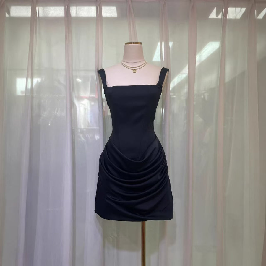 Square-Neck Corset Mini Dress — Draped Cocktail Silhouette