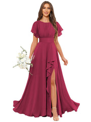 Cross-border amazon bestseller: long bohemian chiffon midi dress - short sleeve, cinched waist, evening gown, bridesmaid dress