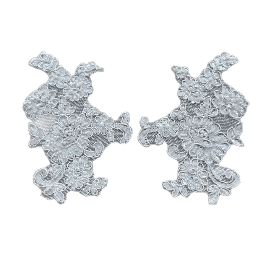 White Embroidered Beaded Lace Trim - DIY Bridal Headpiece & Wedding Dress Accessory