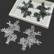 R95 with tail beige black fish thread lace flower to flower decal DIY handmade bridal veil