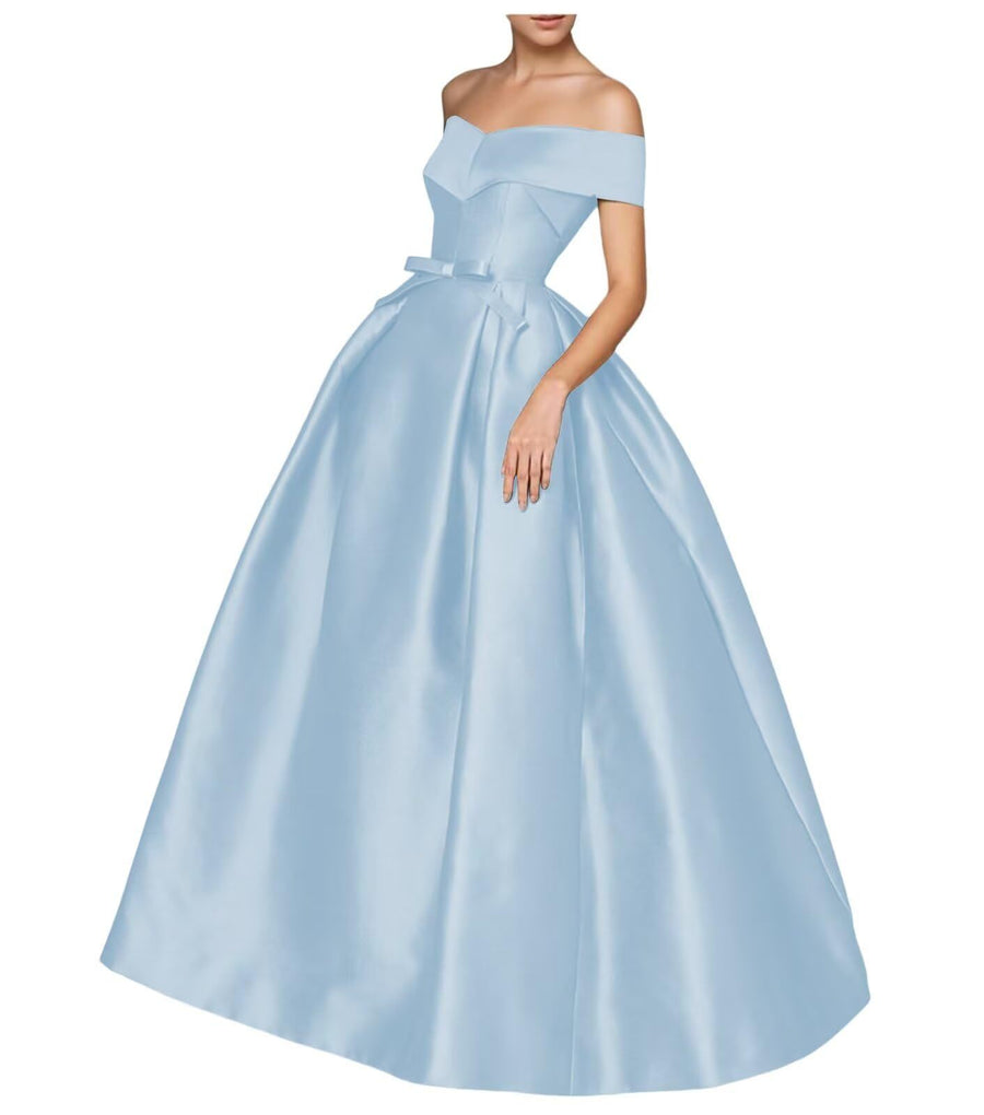 European and american one-shoulder satin flared maxi dress with tie-up bow waist – evening, wedding, and mother-of-the-bride long gown