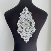 Zh402 handmade beaded 3d floral appliqué for dresses, wedding gowns, rhinestone embellishments, performance costumes, dancewear, and accessories