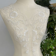 White neckline floral accessories DIY wedding dress stage clothing material beaded lace flower