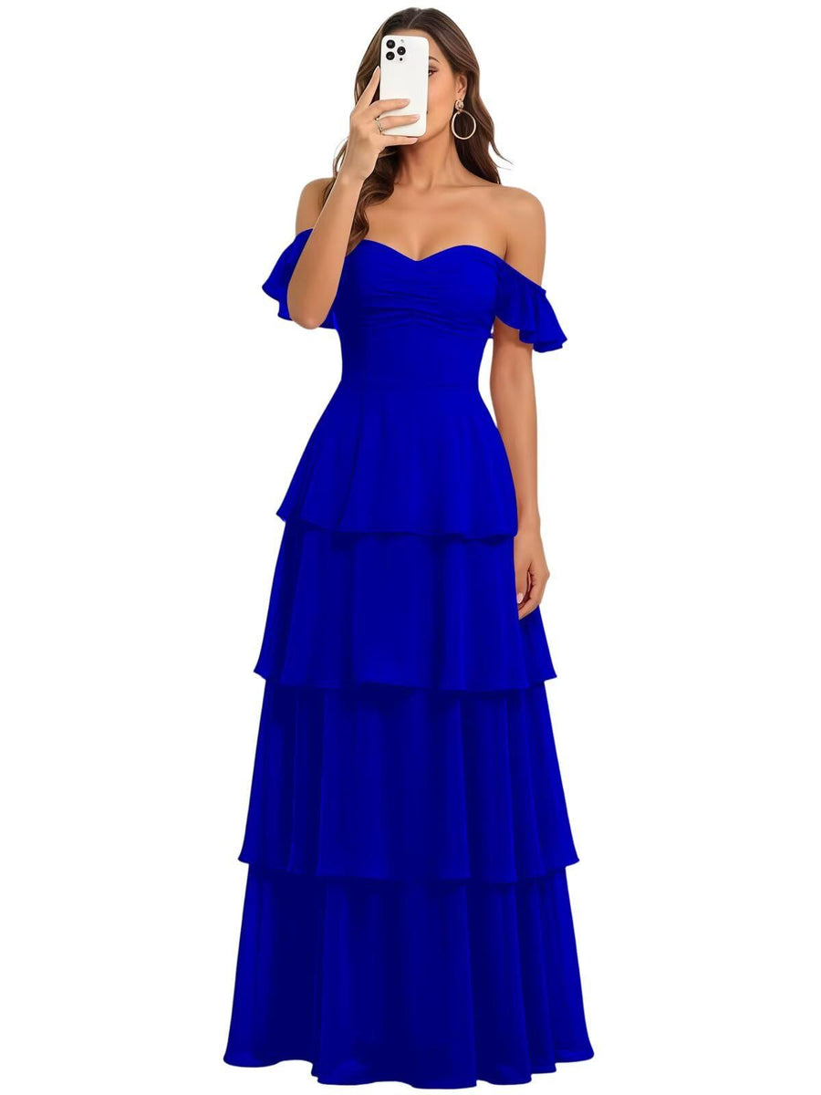 Fairy new arrival mori style bridesmaid dress women's long fairy elegant chiffon cake skirt one shoulder backless strap evening dress