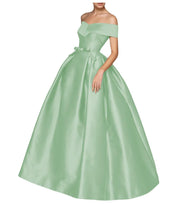 European and american one-shoulder satin flared maxi dress with tie-up bow waist – evening, wedding, and mother-of-the-bride long gown