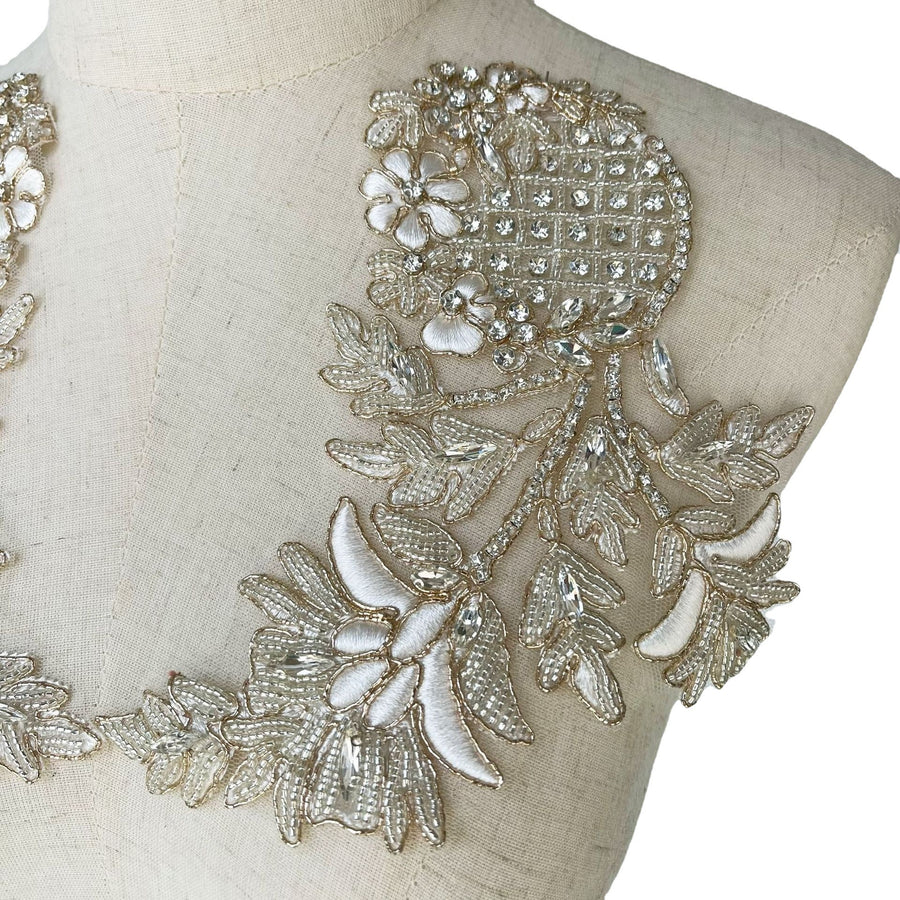 Heavy Industry Multi-Color Diamond Lace Applique - Luxury Patch for Dress, Hat & Headscarf DIY