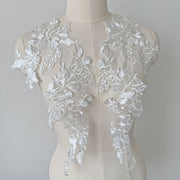 Embroidered Lace Trim Appliqué Pair – DIY Wedding Dresses, Evening Gowns & Clothing Decoration (ZH312)