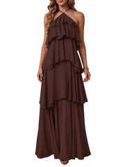 Cross-border hot-selling plus size chiffon dress high waistslimming look design multi-color sister group toast dress full size personalized