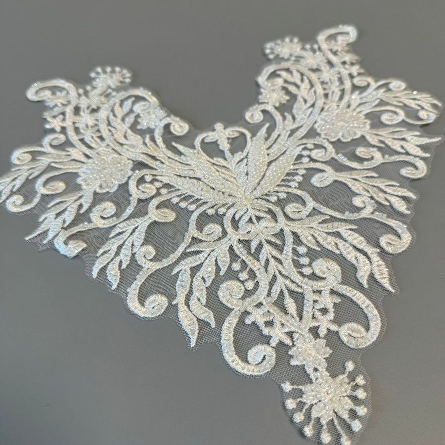 Lace Sequin Millet Bead Neckline Corsage - DIY Wedding Dress & Headscarf Accessory (ZH248)