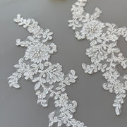 Zh444 white 3d lace beaded lace applique diy handmade bridal jewelry accessories