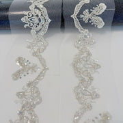 Zh319 beaded handmade lace flower high-end wedding dress veil diy high quality beaded embroidery barcode