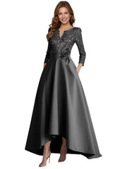 European and american style plus size evening gown for women, sequined satin high-low floor-length dress, wedding mother of the bride outfit, new year's gala performance dress