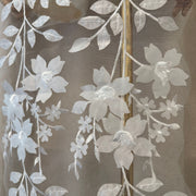 Korean Style White Tulle Mesh Fabric - Fresh Lace, Cute Sequins, Embroidery & 3D Embellishments (ZH472)