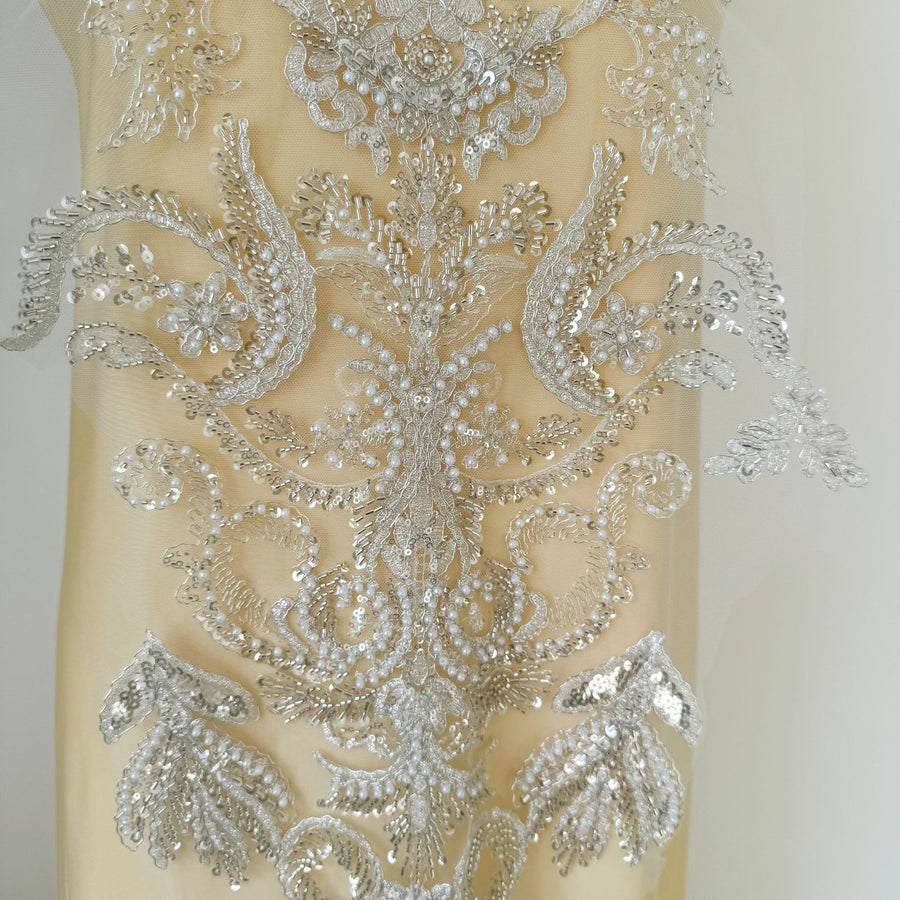 Zh494 fashion mesh fabric wedding dress diy large floral applique wedding dress women's clothing accessories