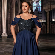 European and american plus size evening gowns: long, slimming dresses for banquets, parties, birthday celebrations, annual meetings, and hostess events