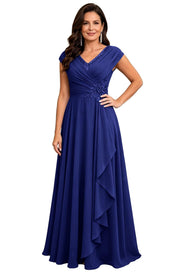 Cross-border chiffon long evening dress women's v neck diamond bridesmaid dress banquet toasting skirt slimming look a-line dress ladieswear