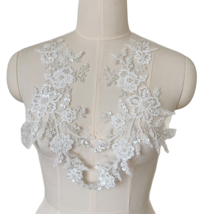 Trendy Beaded Rhinestone Lace Appliqué - DIY Handmade Wedding Dress & Clothing Accessories (ZH429)