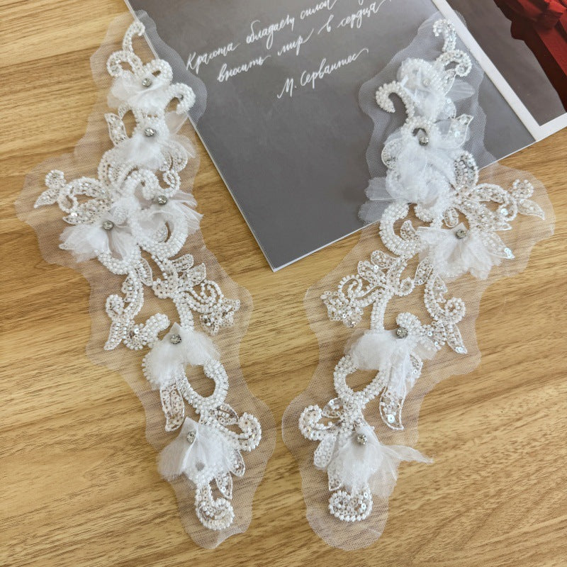 Beaded 3D Floral Mesh Embroidered Appliqué – DIY Clothing, Hanfu & Skirt Decoration (ZH389)