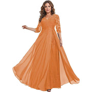 European station cross-border amazon dress chiffon patchwork lace cut out long dress bridesmaid evening dress women's evening dress