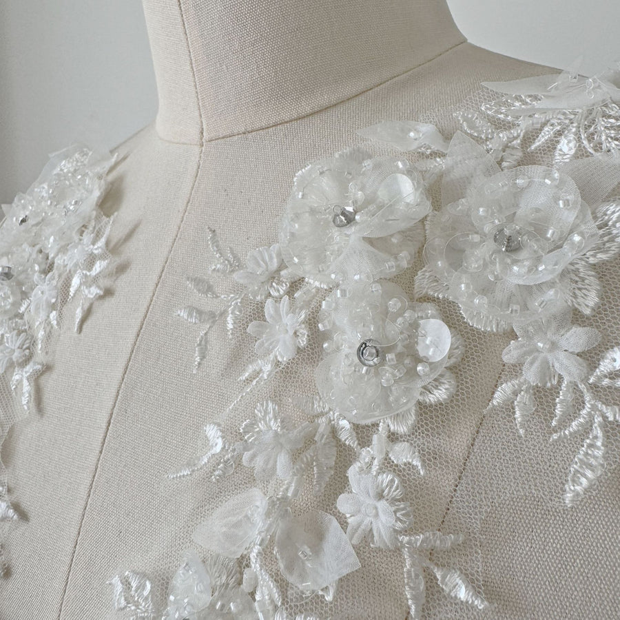 Hand-Sewn Bead Lace Flower Sticker - DIY Clothing Accessories & Dress Decorative Flower Beads (ZH310)