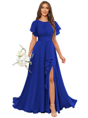 Cross-border amazon bestseller: long bohemian chiffon midi dress - short sleeve, cinched waist, evening gown, bridesmaid dress