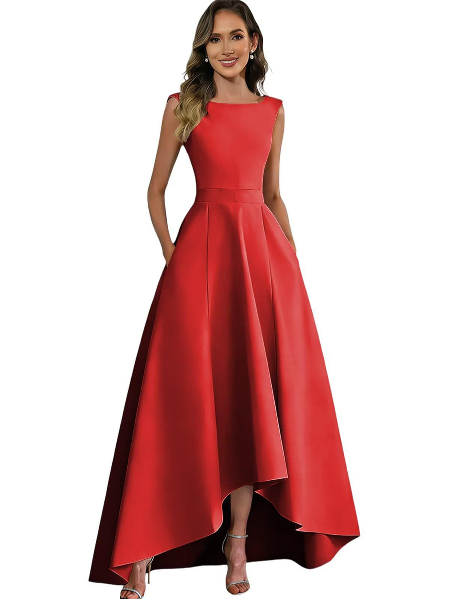 Cross-border best-selling sleeveless evening dress for women, short in front and long in back, bridesmaid, sister group, bestie dress, dinner red carpet dress a dress