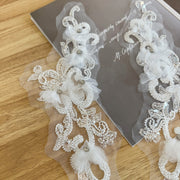 Beaded 3D Floral Mesh Embroidered Appliqué – DIY Clothing, Hanfu & Skirt Decoration (ZH389)