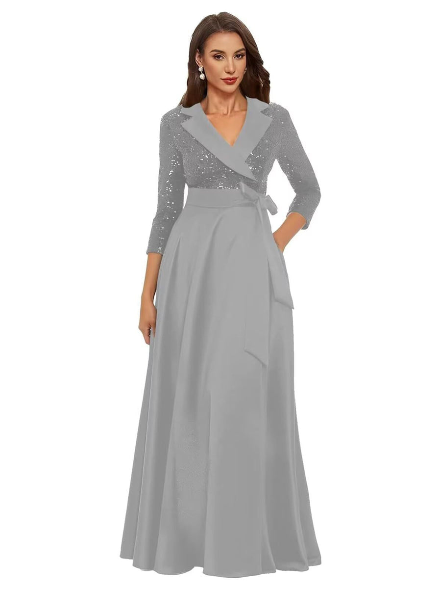 Cross-border amazon hot-selling black long evening gown for women, mid-sleeve, slim-fit, figure-flattering, perfect for banquets, annual meetings, hosts, and performances