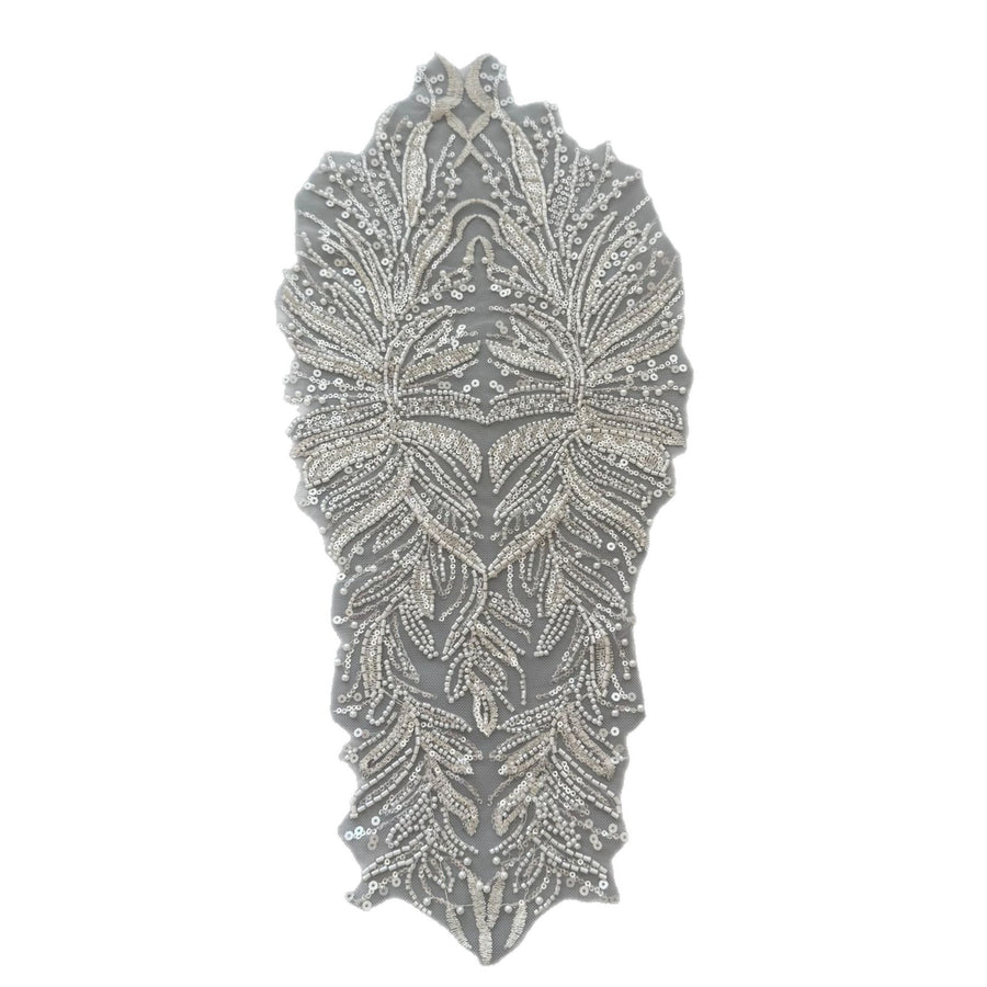 High-End Embroidered Lace Trim Appliqué - Embroidered Floral Lace Patch for Wedding Dresses & Apparel (ZH445)