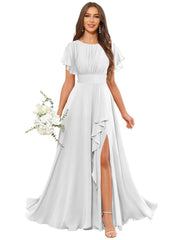 Cross-border amazon bestseller: long bohemian chiffon midi dress - short sleeve, cinched waist, evening gown, bridesmaid dress