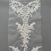 White Beaded Sequin Lace Embroidered Fabric - 3D DIY Wedding Dress, Gown & Apparel Trim (ZH484)