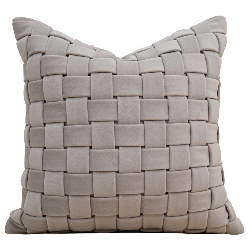 Cream Beige Handwoven Cushion Cover – Soft Luxury Pillow for Sofa & Bed