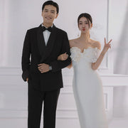 French Light Wedding Dress 2026 Spring New Strapless Design Petite Elegant Outfit Travel Photography White Evening Gown