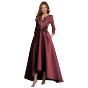 European and american style plus size evening gown for women, sequined satin high-low floor-length dress, wedding mother of the bride outfit, new year's gala performance dress