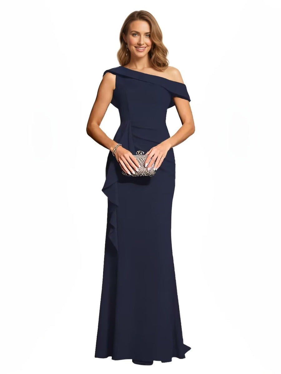 Cross-border amazon bestseller: long one-shoulder mermaid evening gown - perfect for bridesmaids, weddings, and socialite gatherings