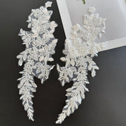 White Sequined Lace Flower Bridal Veil - Beaded Wedding Headpiece & DIY Accessory
